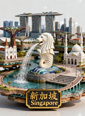 新加坡地标金属3D浮雕冰箱贴