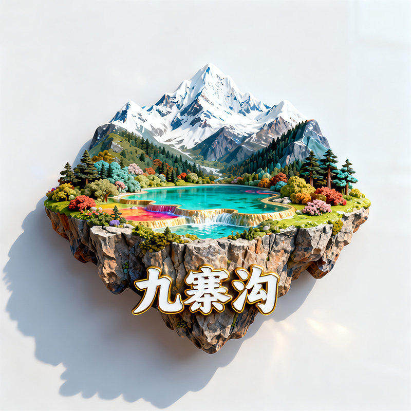 九寨沟金属3D浮雕文创冰箱贴