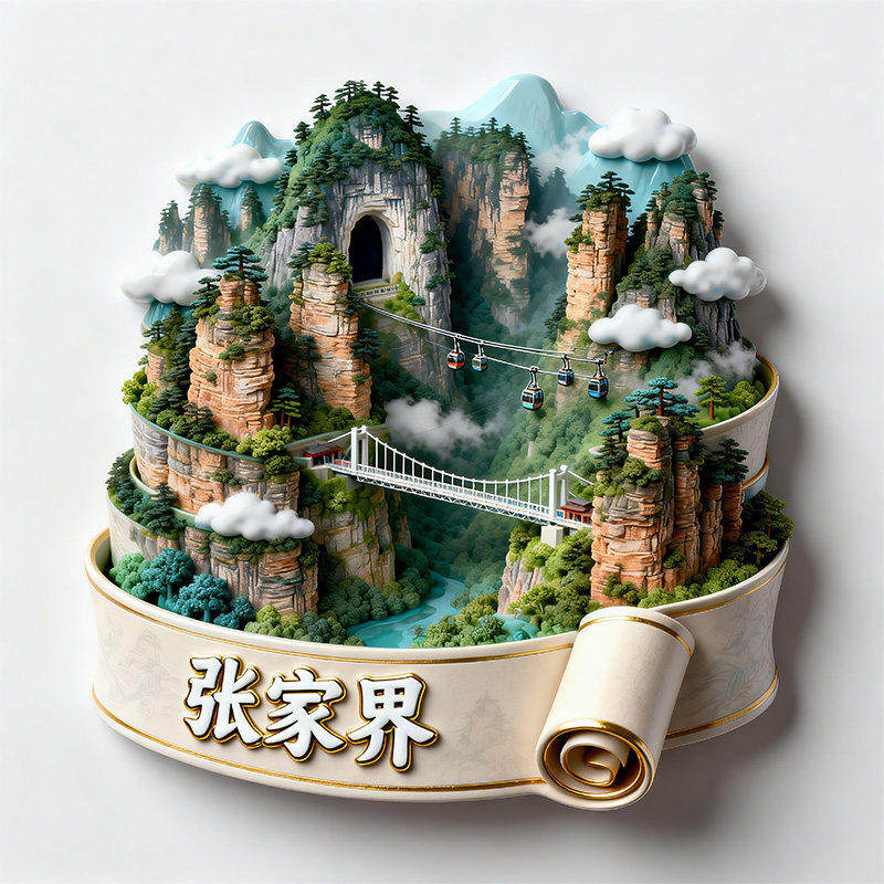 张家界天门山3D金属浮雕冰箱贴