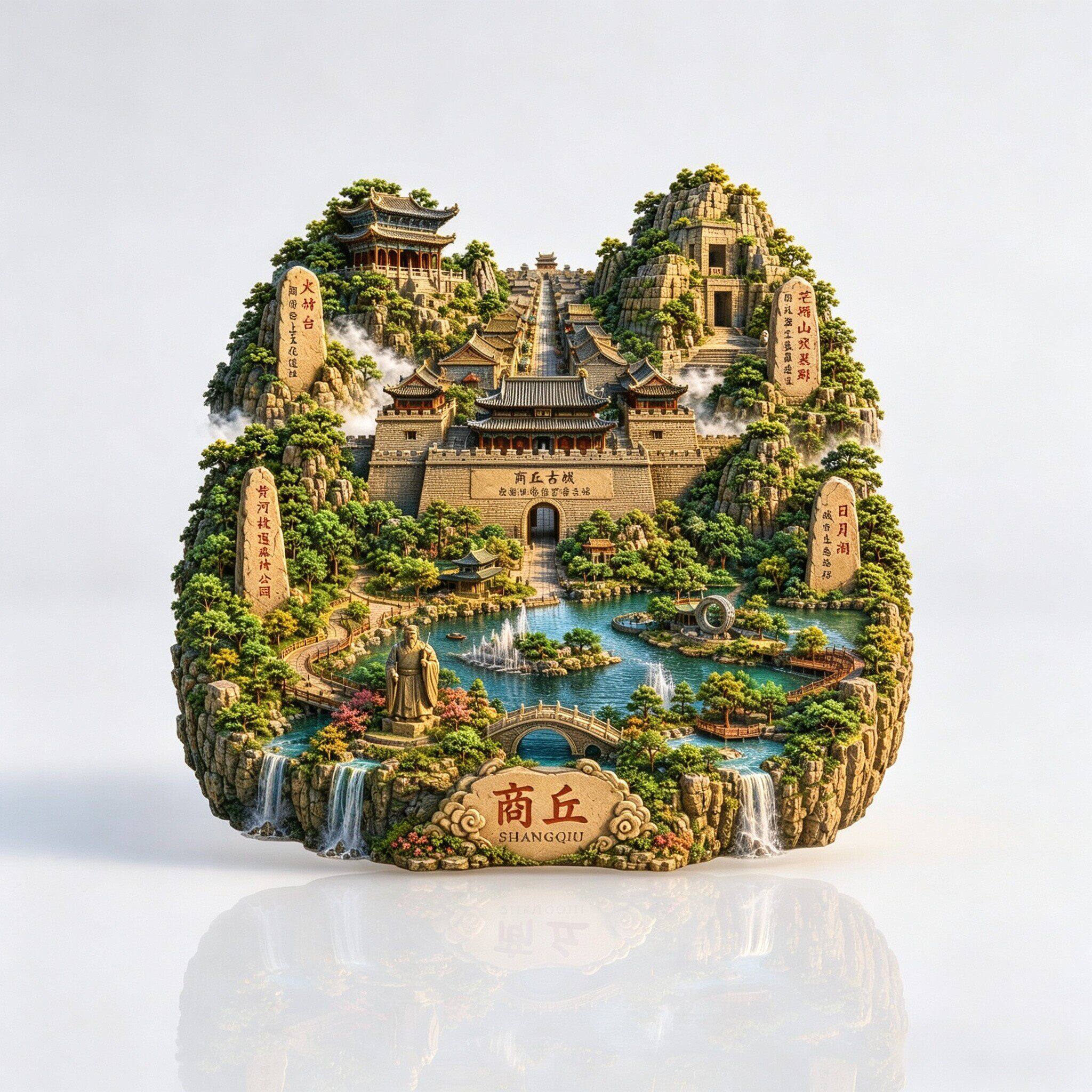 河南商丘古城3D浮雕金属冰箱贴