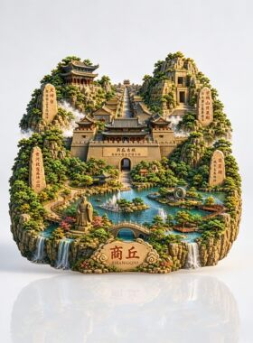 河南商丘古城3D浮雕金属冰箱贴