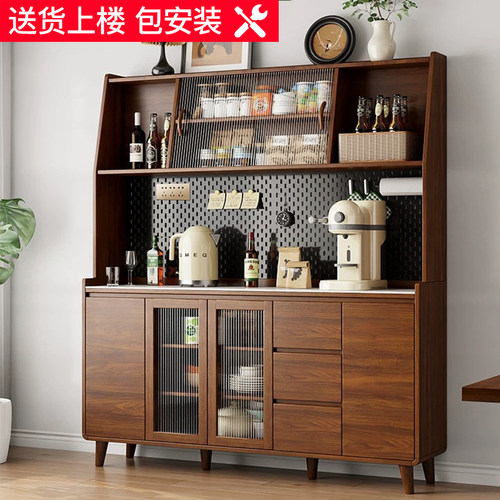 加厚实木餐边柜咖啡台收纳柜插座