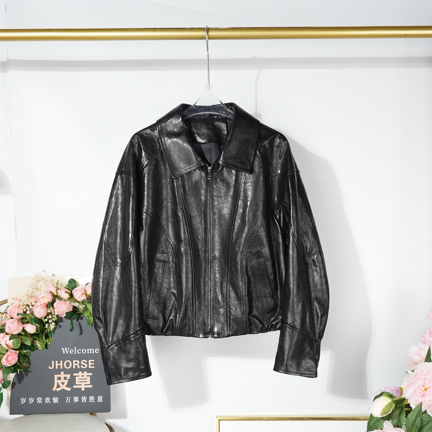 2026早春翻领真皮皮衣女士高级羊皮夹克显瘦遮肉通勤休闲机车外套,女装/女士精品,皮衣,淘宝优惠券,粉丝福利购,淘宝优惠卷