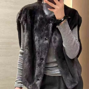 2025冬季 高级真水貂毛马甲女士圆领皮草背心马夹坎肩宽松外套潮