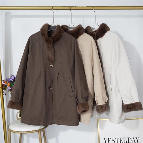 2025冬季真貂毛立领羽绒服女高级白鹅绒外套巴恩风宽松中长款大衣