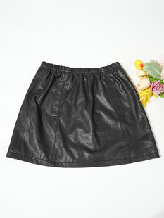松紧腰真皮半身裙女士全绵羊皮裙2024秋季a字裙百搭纯色小短裙
