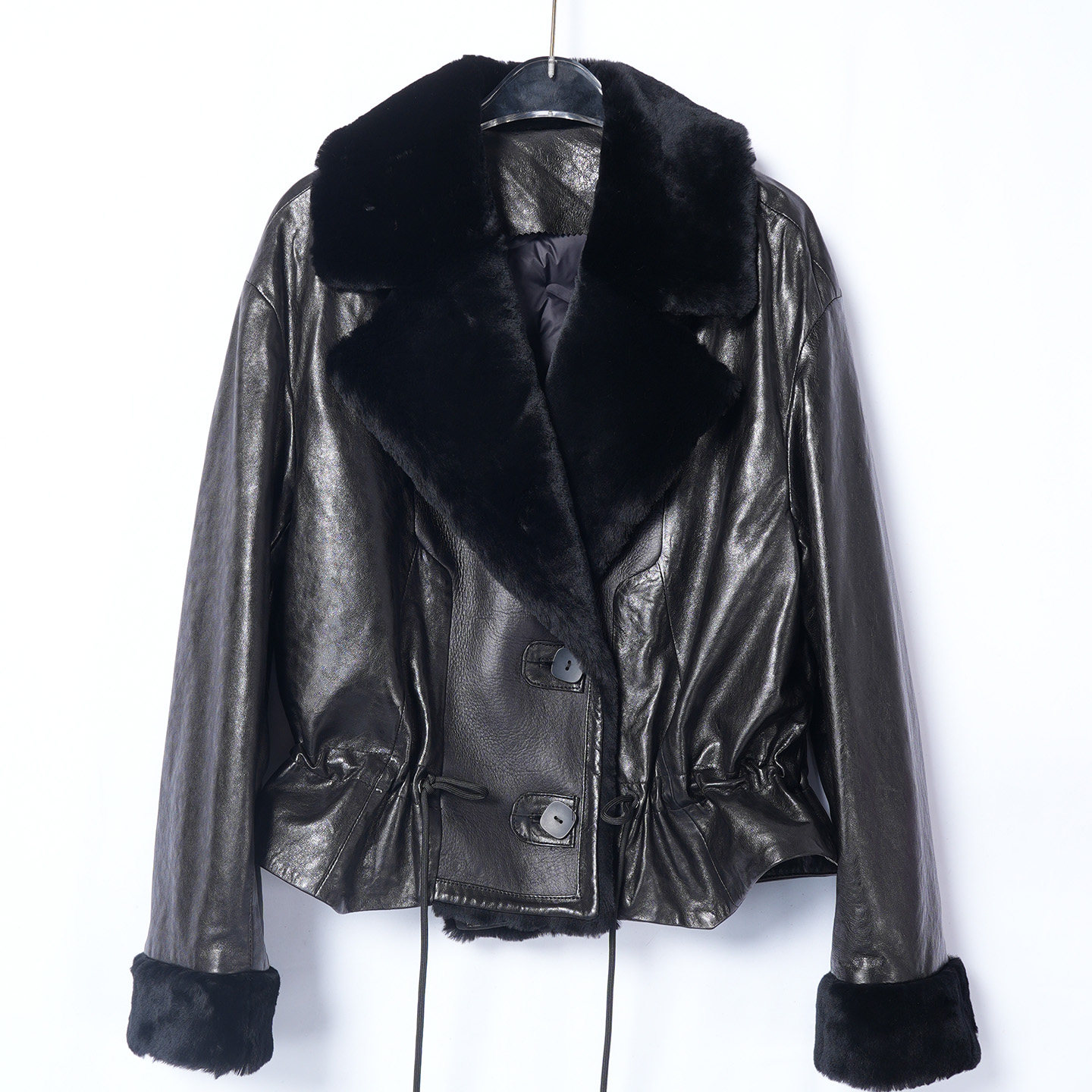 2026冬季皮草毛领真皮羽绒服女士鹅绒羊皮夹克收腰面包服百搭外套