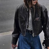 真皮皮衣绵羊皮机车皮夹克2026春季 小圆领铆钉高级感短外套女 新款