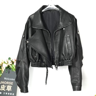 羊皮泡皮2026新款 真皮皮衣女宽松显瘦夹克通勤休闲机车短外套春秋