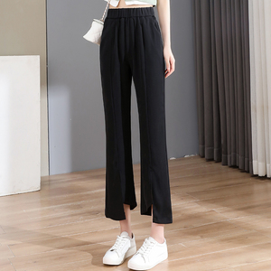 RM12335#春夏开叉小个子西装裤修身喇叭裤开叉九分裤休闲长裤