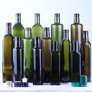 一斤方形圆形褐色墨绿山茶油核桃油避光玻璃空瓶 油瓶橄榄油半斤