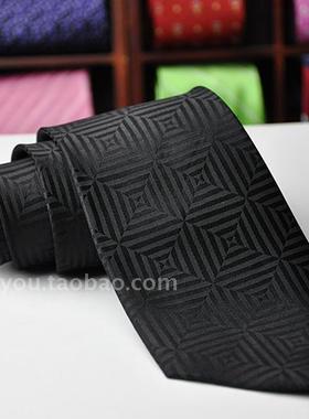 日本FORMAL 外贸原单 100%真丝男正装商务领带 黑色暗纹纯色
