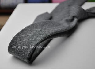 法国大牌外贸原单 棉领带 男商务正装领带灰色斜纹酒会婚礼