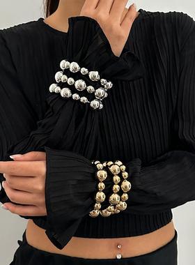 金属缠绕超大水滴弹簧手镯