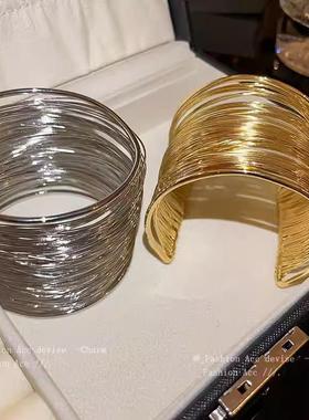 2025新款简约甜美饰品个性辣妹几何形手镯女时尚百搭开口手环臂环