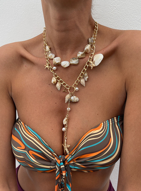 新款多件套海螺十字架项链套装