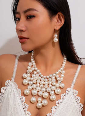 小众欧美明星款锁骨项链仿珍珠