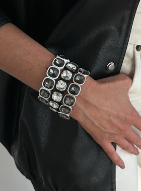 方形镶钻奥地利水晶开口手镯