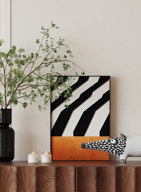 现代简约黑白竖纹花瓶果盘套装摆件客厅餐厅茶几电视柜家居装饰品