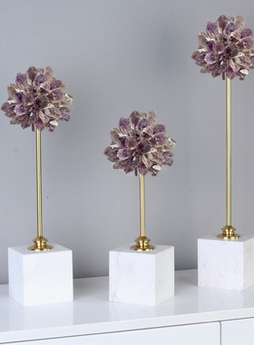 高端蓝水晶摆件紫水晶花球摆件客厅玄关别墅高级感乔迁装饰品摆件