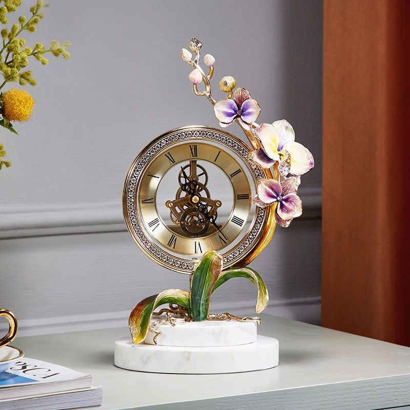 珐琅彩座钟摆件客厅机械齿轮装饰座钟家用创意摆台钟装饰品摆件