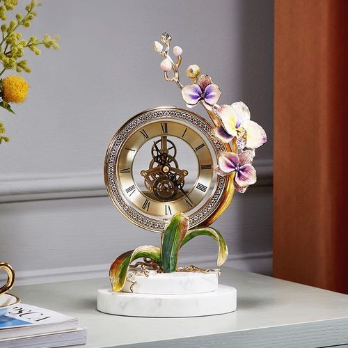 珐琅彩座钟摆件客厅机械齿轮装饰座钟家用创意摆台钟装饰品摆件