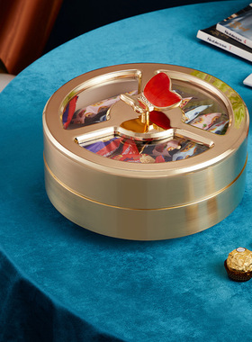 饼干糖果收纳盒大容量分格干果盒轻奢风金属家用客厅茶几果盘摆件