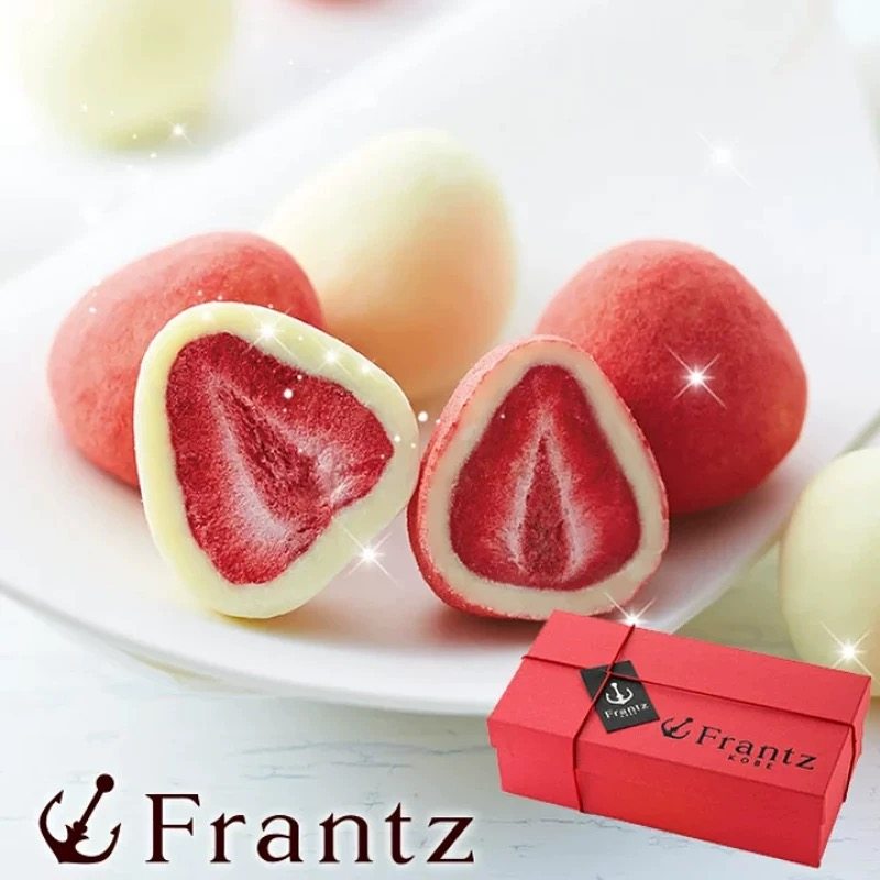 日本Frantz神户冻干草莓夹心松露白巧克力甜品礼盒进口零食