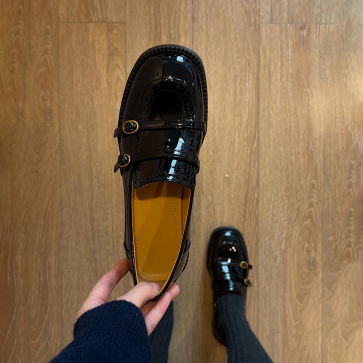 法式英伦风漆皮小皮鞋女2025春秋新款一脚蹬乐福鞋圆头通勤单鞋子