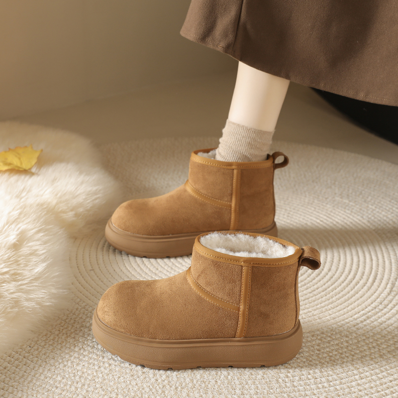 皮毛一体厚底雪地靴女2025新款