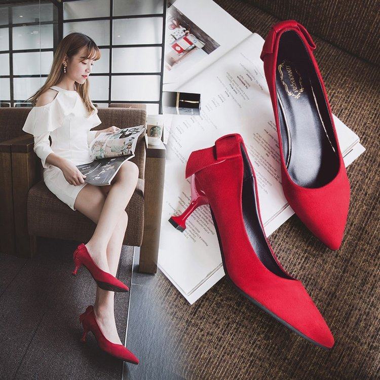 猫跟女鞋黑色工作鞋细跟中跟高跟鞋女蝴蝶结尖头单鞋2020春季新款|ruв категории Женская обувь, низкий чистка - от Buy2taobao.com для оказания профессиональной услуги покупки агента Taobao