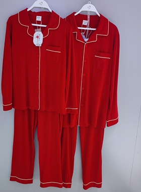 都市丽人睡衣24新款100%无尘棉情侣装结婚本命年家居服套装LHT9C6