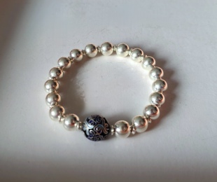 242～S925纯银手链时尚 镂空圆珠链银饰男女士情侣欧美潮饰 个性