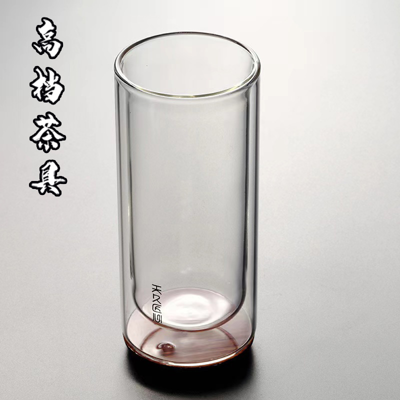 耐高温玻璃杯加厚耐热防烫手工泡茶杯创意木底双层喝水杯子花茶杯