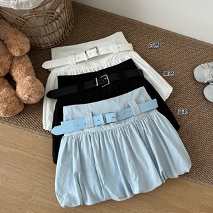 【这是小林呀】掐腰配皮带花苞半身裙夏季高腰显腿长A字裙蓬蓬裙