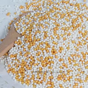烘焙食用蛋糕1kg金色白色彩珠糖