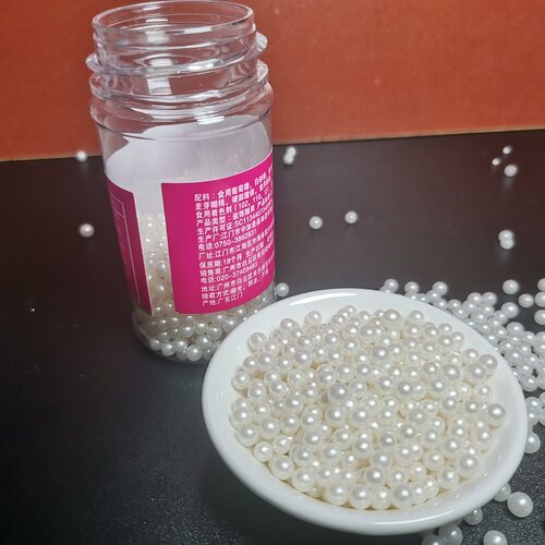 4mm白色珍珠糖 可食用烘焙装饰奶油裱花蛋糕彩糖大红珠 85g珠光珠 - 封面