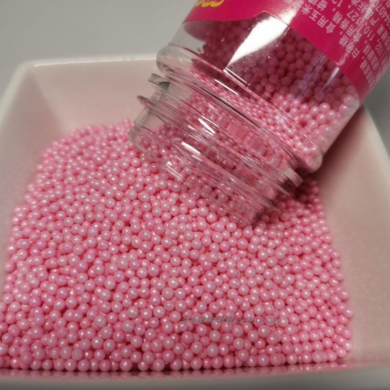 粉红色彩珠珍珠糖大小号珠子diy烘焙原料蛋糕西点装饰奶油裱花1kg