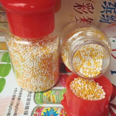 烘焙蛋糕装饰糖珠500克金白彩珠