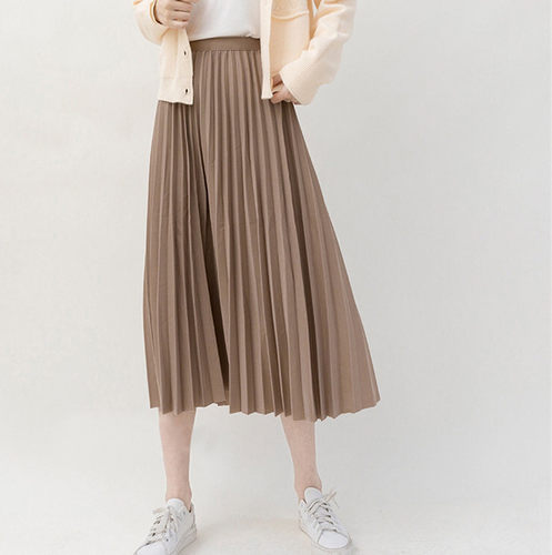 Women's solid color mid length draped skirt中长款垂感半身裙
