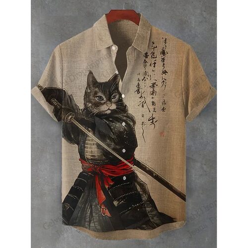 印花开襟衬衫Printed open collar simple and comfortable shirt