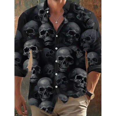 Printed long sleeved single breasted shirt印花长袖单排扣衬衫