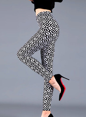 Striped high waisted slim fit leggings条纹高腰修身小脚九分裤