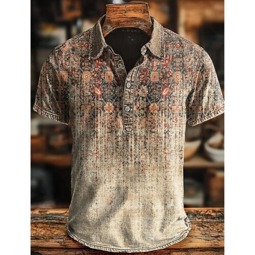 翻领印花短袖T恤Printed collar pullover short sleeved T-shirt
