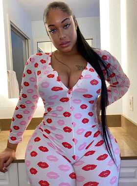 Casual printing large jumpsuit for women休闲印花大码连体裤女