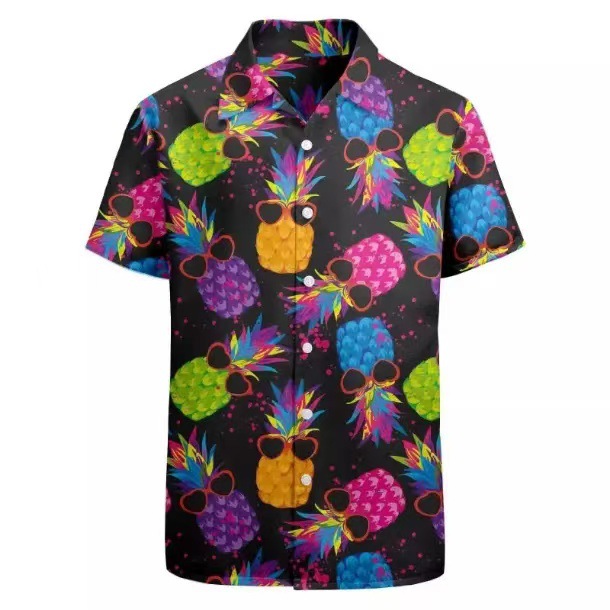 Digital printed short sleeved cardigan数码印花短袖休闲衬衣男