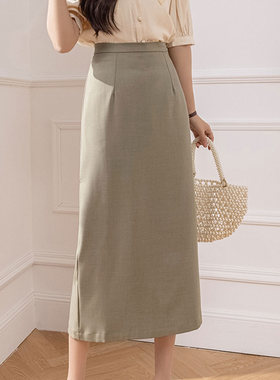 Mid length irregular pleated A-line skirt女中长款不规则A字裙