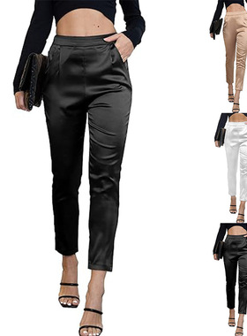 High waisted tight straight cropped pants 高腰紧身直筒九分裤