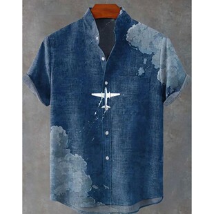 stand collar 立领亚麻排扣衬衫 breasted Men linen shirt 男士