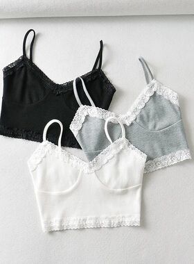 Lace Lace Strap Solid Short Top Women蕾丝花边吊带纯色短款女